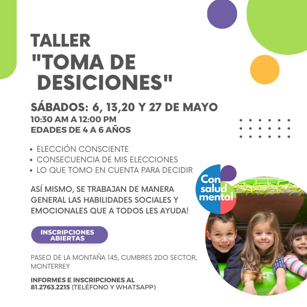 taller toma de desiciones para niños de 4 a 6 años en ConSalud Mental